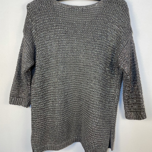 Metallic knit sweater with quarter length sleeve 100% cotton size medium - Picture 11 of 14